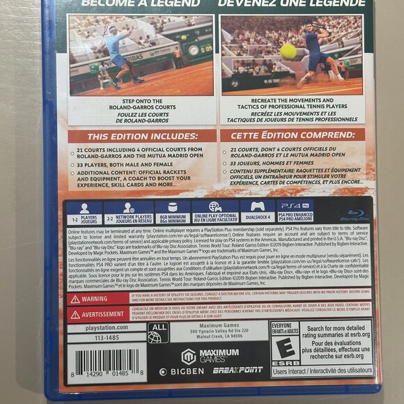 GREAT DEAL! Barely used TENNIS WORLD TOUR for PS4 - Playstation game disc! - Picture 3 of 3